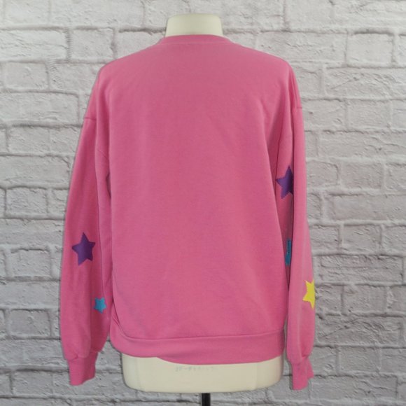 Vintage 90s Reworked Disney Mickey Mouse Star Applique Patch Pullover Sweatshirt - Picture 5 of 8
